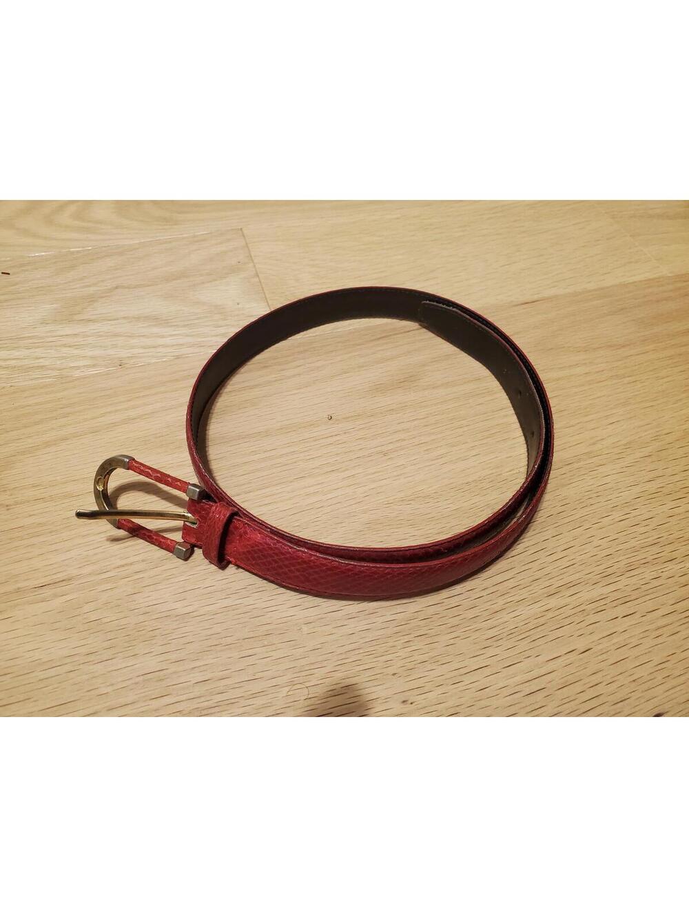 Vintage Rayman/Ridless Snakeskin Leather Belt With Gold Plated Buckle